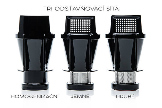 homogenizační pouzdro, jemné síto a hrubé síto pro odšťavňovač Sana 707