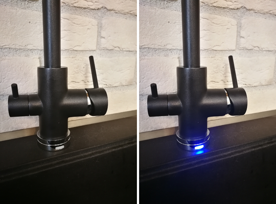 digitální průtokoměr s indikací kapacity filtru | umístění kroužku se světelnou signalizací