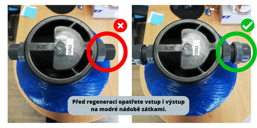 Příprava nádoby k regeneraci
