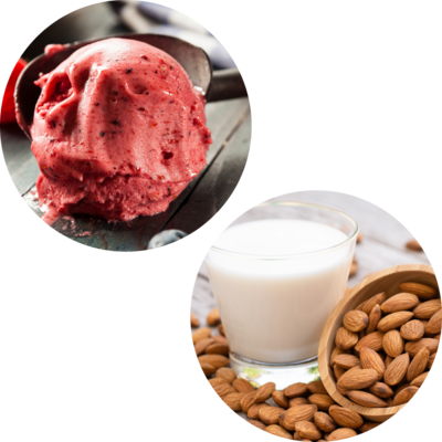 mandlové mléko a mražený sorbet Sana 878