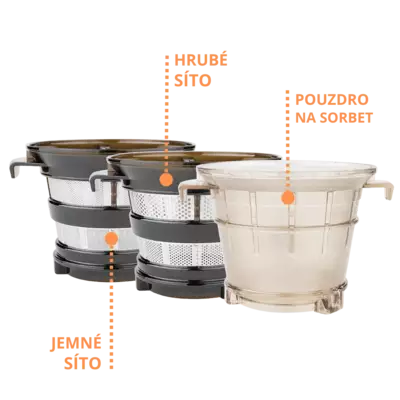 Multifunkční využití – jemné a hrubé síto, pouzdro na sorbet