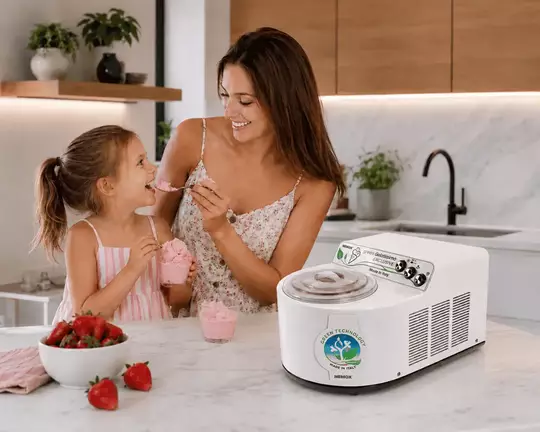 Domácí zmrzlinovač Gelatissimo Exclusive i-Green v kuchyni